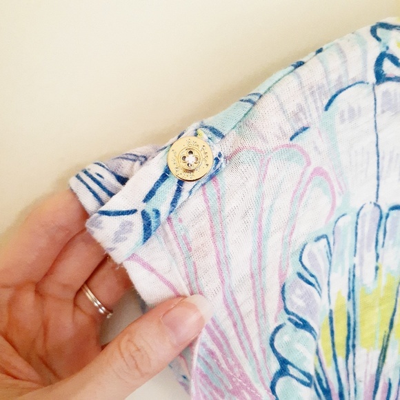 Lilly Pulitzer Shell Print Linen Tee size Extra Small - Picture 4 of 6